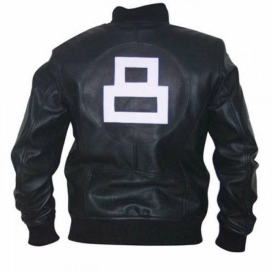 black leather 8 ball jacket