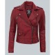 Amber Womens Moto Maroon Asymmetrical Leather Jacket