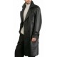 Augusta Guys Black Double Breasted Leather Overcoat