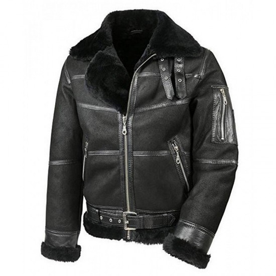 Aviator B16 Sheepskin Shearling Real Leather Jacket Winter Bomber Jacket