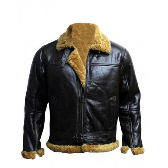 Aviator B3 Ginger Shearling Fly Sheep Bomber Leather Jacket