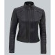 Bergamo Womens Black Slim Fit Genuine Leather Jacket