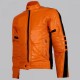 Biker Style Orange Leather Jacket Men