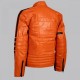 Biker Style Orange Leather Jacket Men