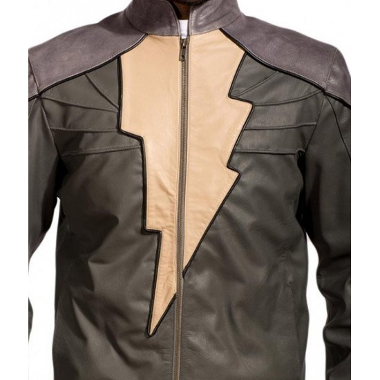 Billy Baston Captain Marvel Shazam Logo Leather Jacket