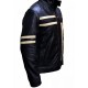 Black New Mens Quilted Cafe Racer Biker Leather Jacket