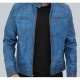 Dodge Cafe Racer Sky Blue Leather Jacket