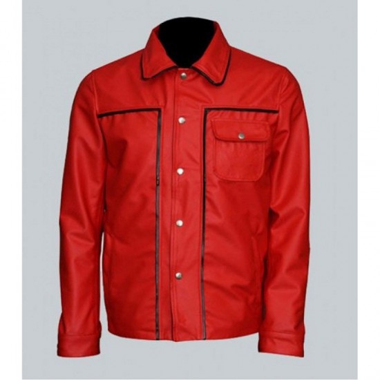 Elvis Presley Inspired Mens Red Leather Jacket