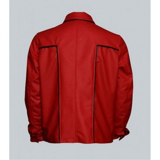 Elvis Presley Inspired Mens Red Leather Jacket