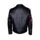 Fire Flame Men’s Black Racer Style Motorcycle Jacket