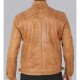 Johnson Quilted Distressed Camel Leather Jacket Mens