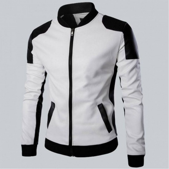 Joliet White Leather Perforated Jacket Mens