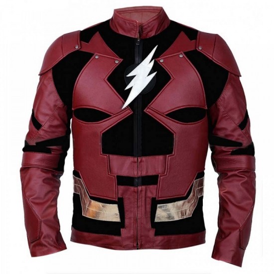 Justice League The Flash Burgundy Leather Costume Jacket