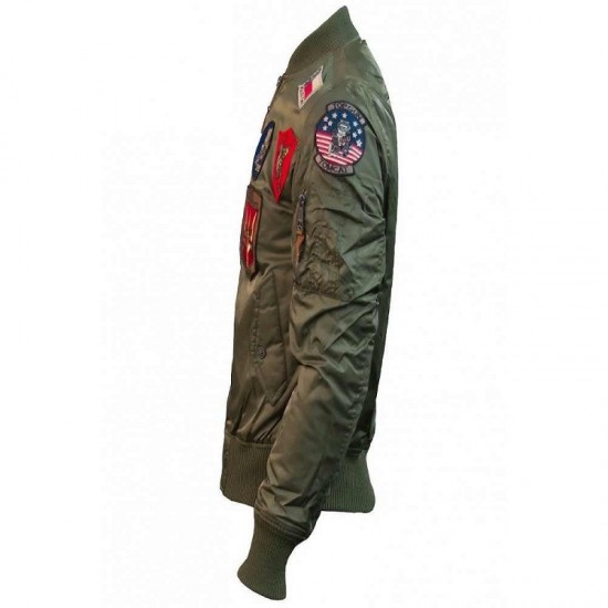 Men Army Green Top Gun Tom Cruise Men Fighter Jet Pilot Jacket