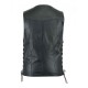 Men Basic Motorcycle Black Leather Vest Jacket