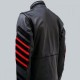 Men Black Military Leather Jacket