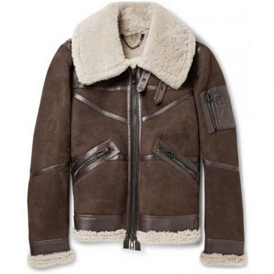 Men's Aviator Bridlington Brown Faux Shearling Biker Jacket