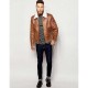 Men's Aviator Brown Leather Faux Shearling Jacket