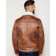 Men's Aviator Brown Leather Faux Shearling Jacket