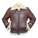 Men's Aviator RAF B3 Sheepskin Fur Shearling Bomber Flying Brown Leather Jacket