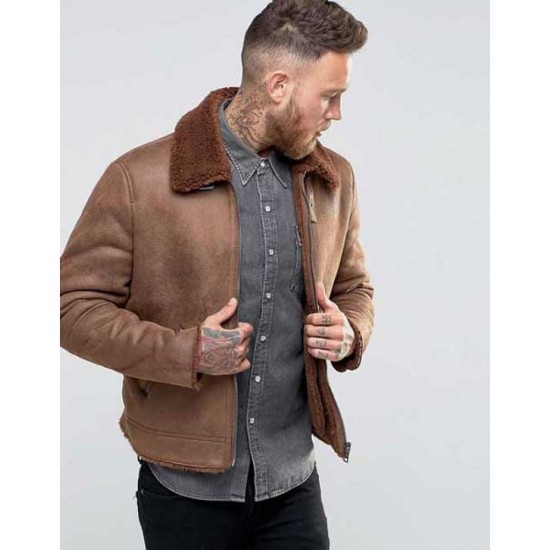 Men's B3 Faux Shearling Brown Leather Jacket