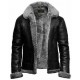 Men's Black RAF Aviator B3 Shearling Fur Collared Real Sheepskin Leather Jacket