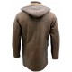 Men's Brown Shearling Sheepskin Leather Detachable Hood Duffle Coat