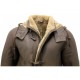 Men's Brown Shearling Sheepskin Leather Detachable Hood Duffle Coat