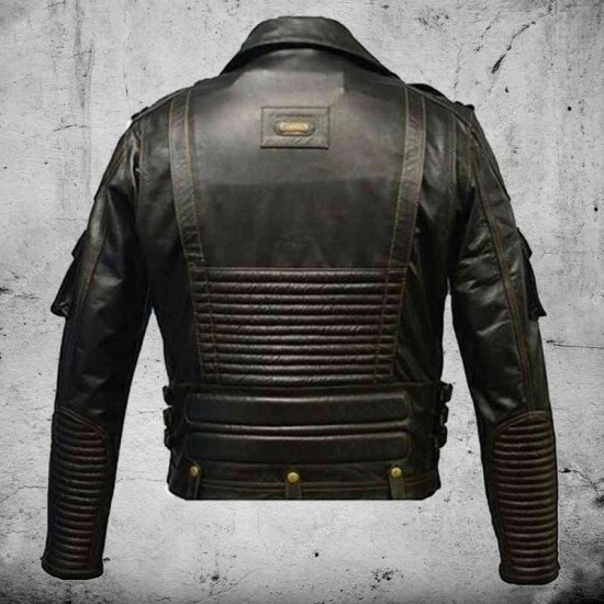 Men's Genuine Cowhide Premium Leather Motorcycle Top Biker Leather Jacket