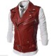 Men's Leather Biker Vest Sleeveless Motorcycle Slim Jacket Casual Coat