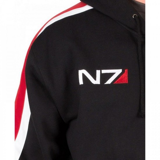 Men's N7 Jacket Mass 3 Commander Shepard Costume Cosplay Black Biker Hoodie