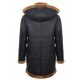 Men's New Winter Sheepskin Leather Ginger Removable Hooded Duffle Coat