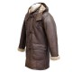 Men's Rufus Brown New Winter Real Shearling Sheepskin Leather Duffle Coat