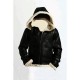 Men's Stylish B3 Bomber Full Fur Removable Hood Cow Leather Jacket