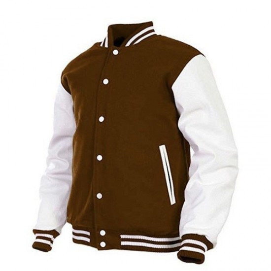 Men's Varsity Jacket Genuine Leather Arms Wool Baseball Stylish Letterman Jacket