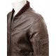 Mens Black And Dark Brown Classic Elegant Real Leather Bomber Jacket