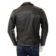 Mens Black Chromed Angled Zip Double Breasted Zipped Pockets Real Leather Biker Jacket