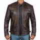 Mens Brown Genuine Lambskin Motorcycle Leather Jacket