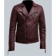 Mens Burgundy Color Biker Style Leather Jacket