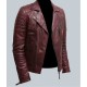 Mens Burgundy Color Biker Style Leather Jacket