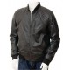 Mens Classic Quilted Panel Real Leather Bomber Jacket