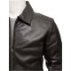 Mens Classic Shirt Collar Real Leather Bomber Jacket