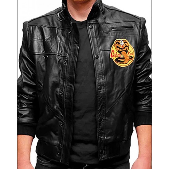 Mens Cobra Kai Karate Kid Johnny Lawrence Red Leather Jacket