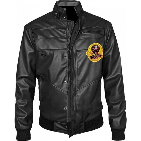 Mens Cobra Kai Karate Kid Johnny Lawrence Red Leather Jacket