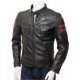 Mens Iconic Cafe Racer Sporty Red Trim Real Leather Biker Jacket