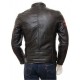 Mens Iconic Cafe Racer Sporty Red Trim Real Leather Biker Jacket