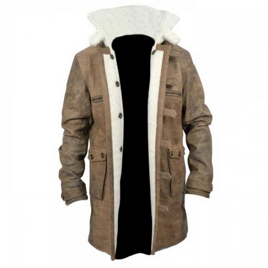 New Bane Coat Distressed Brown Genuine Cowhide Leather Jacket Faux Shearling