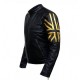 New Men's Biker Black UK Flag Leather Jacket