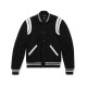 New Men's Black Bomber Wool Jacket