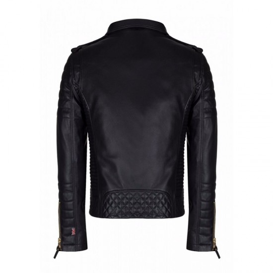 New Men's Black Lambskin Quilted Slim Fit Motorcycle Leather Jacket